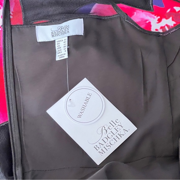 Badgley Mischka Black and Pink Halter Midi Sundress - Picture 9 of 12